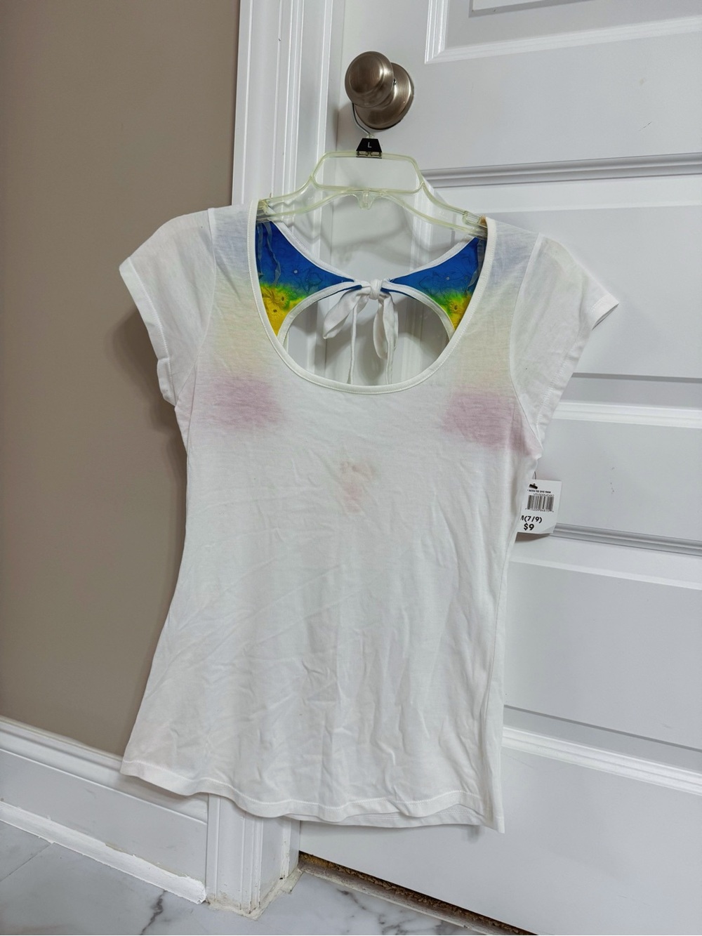 Girl’s White Scoop Back Tie-Detail Top